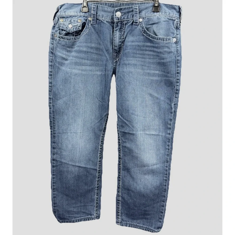 True Religion Men's  38x27 Ricky Relaxed Straight Super T Jeans -112790 Fade